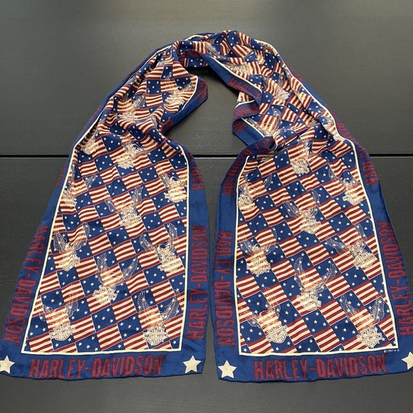 Harley-Davidson Flag and Eagle Patriotic Silk Scarf - Picture 1 of 12
